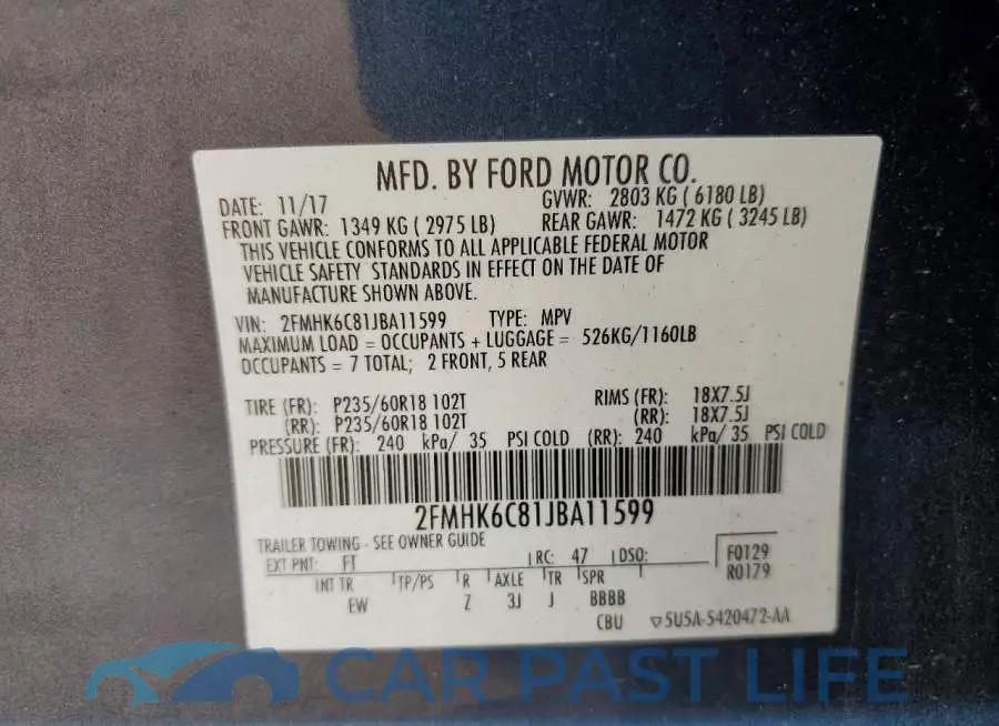 2FMHK6C81JBA11599# 13