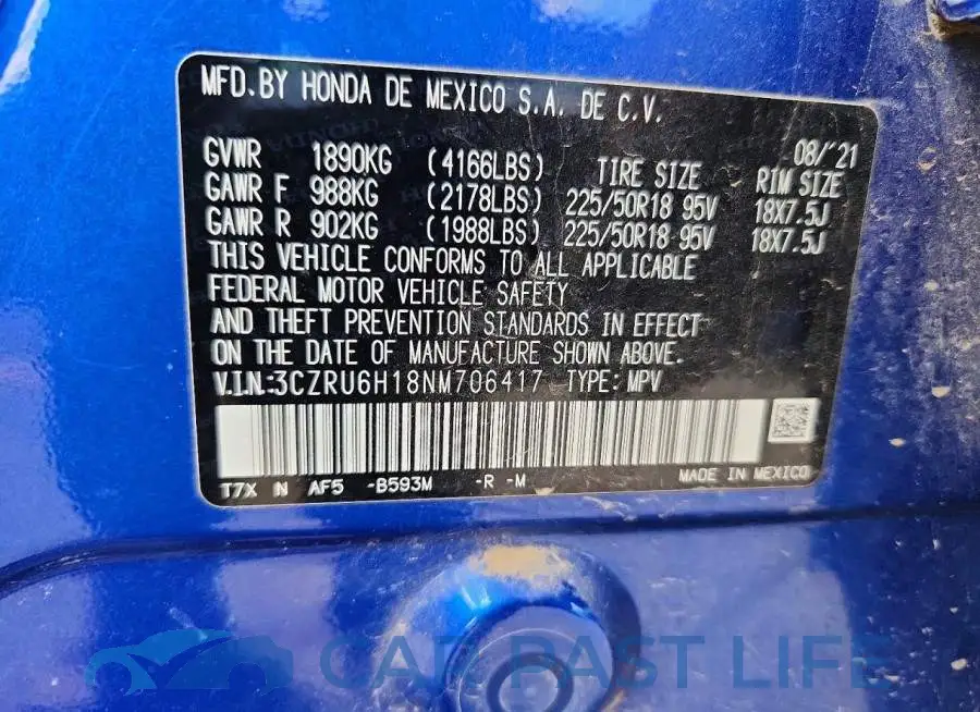 3CZRU6H18NM706417# 12