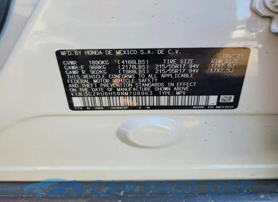 3CZRU6H58NM708963# 14