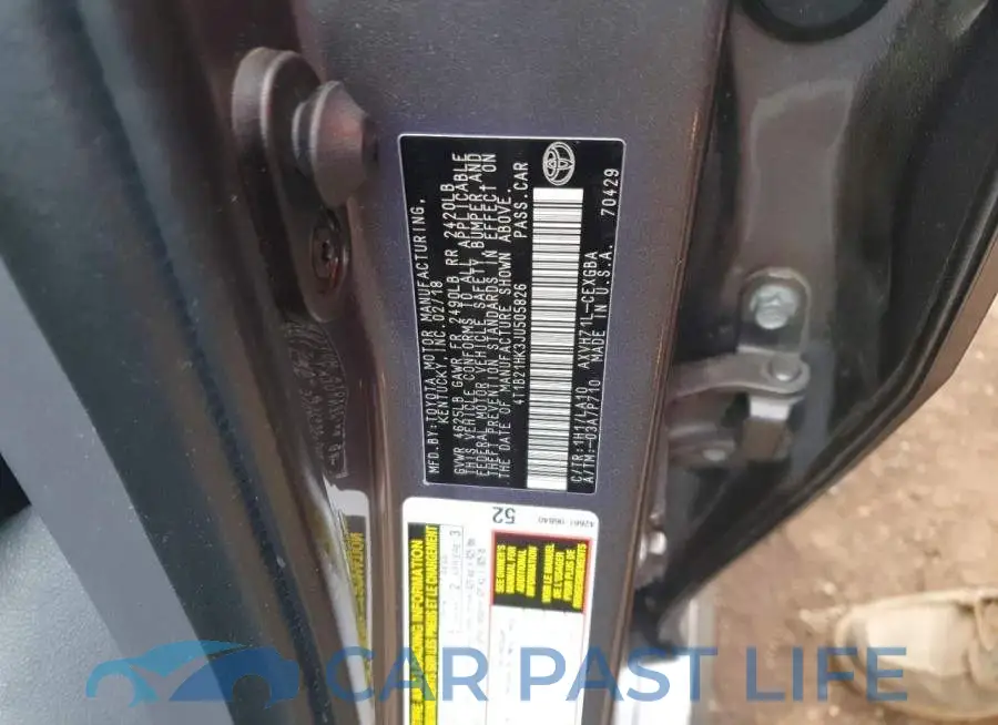 4T1B21HK3JU505826# 12