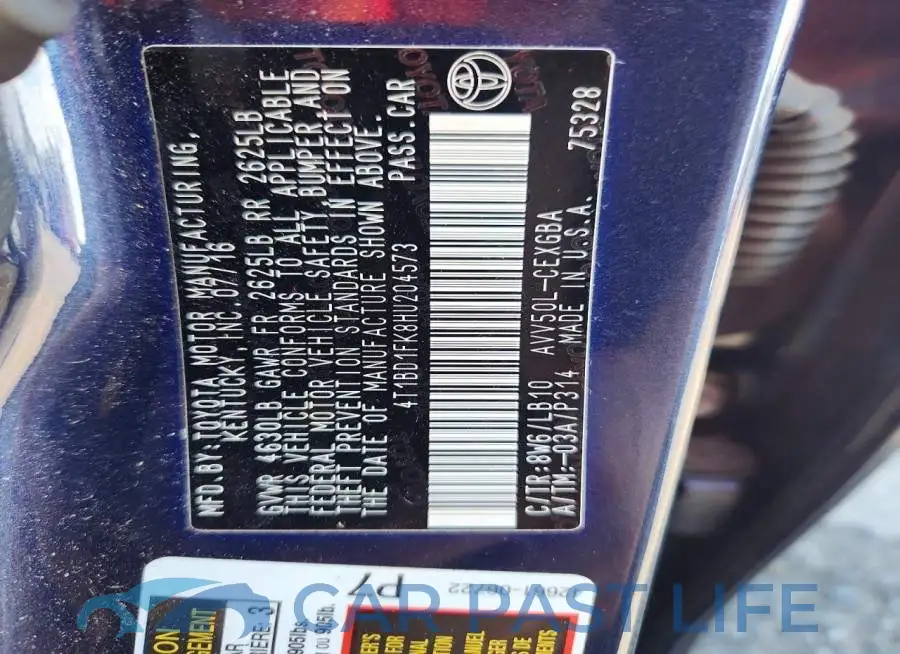 4T1BD1FK8HU204573# 12