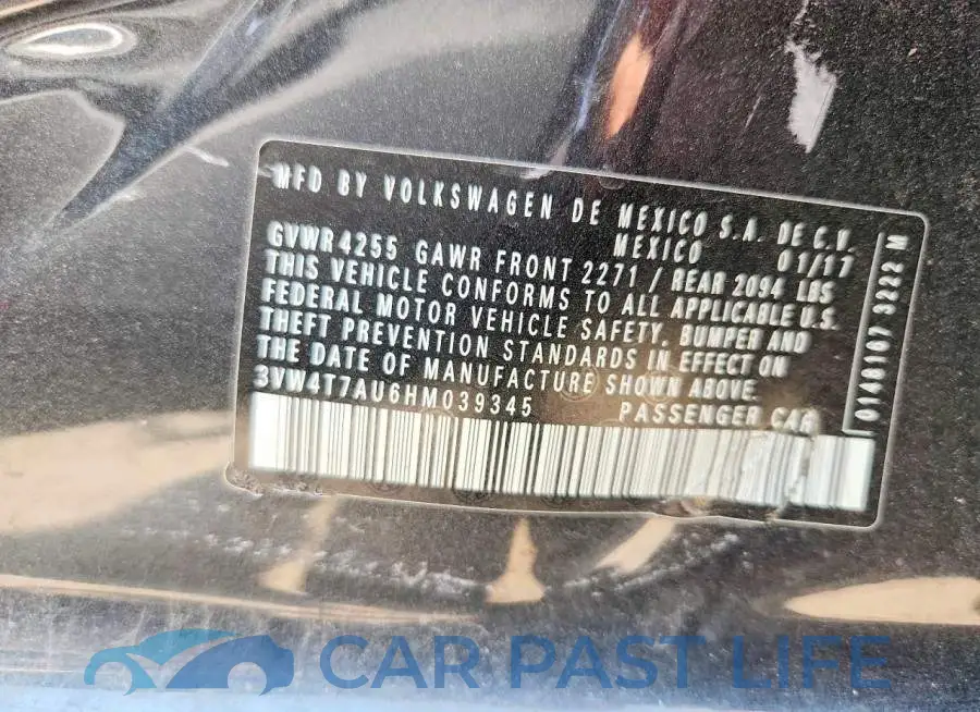 3VW4T7AU6HM039345# 13