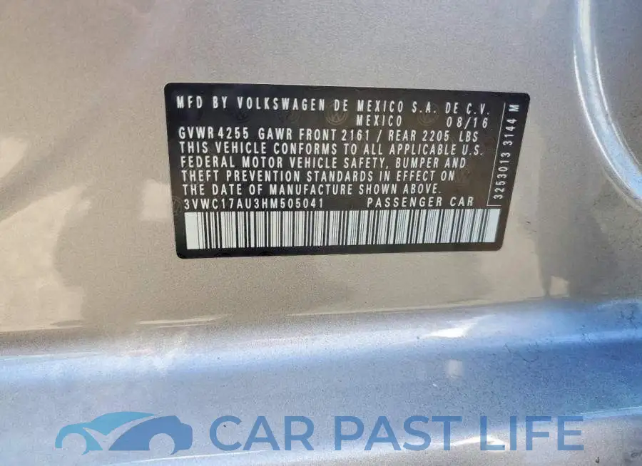3VWC17AU3HM505041# 12