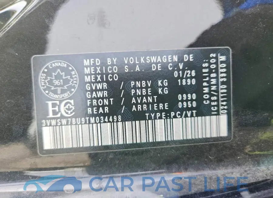 3VWSW7BU9TM034498# 13