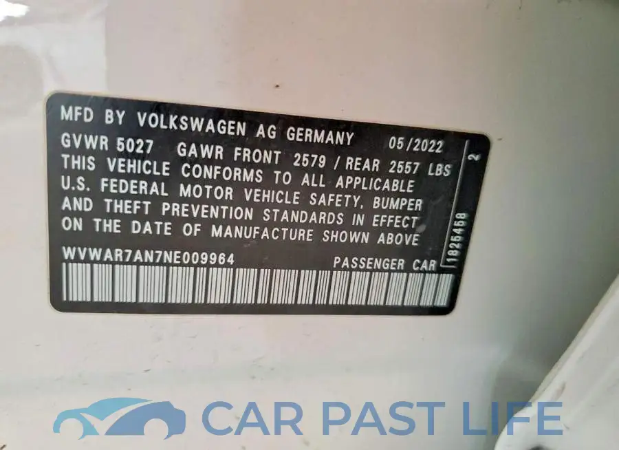 WVWAR7AN7NE009964# 13