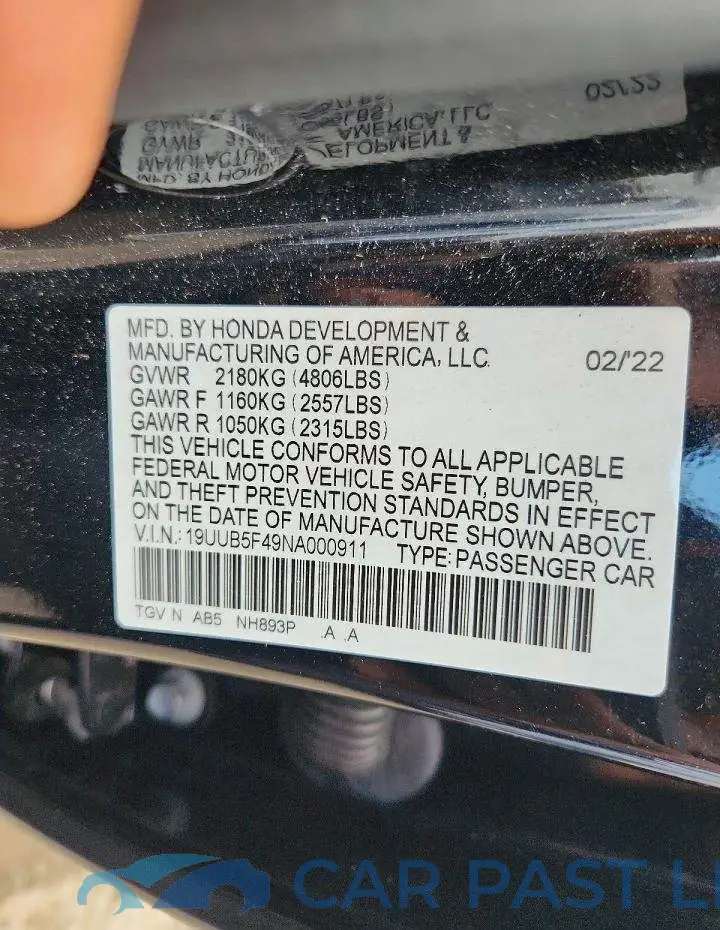 19UUB5F49NA000911# 12