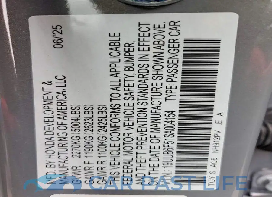 19UUB6F51SA004154# 12