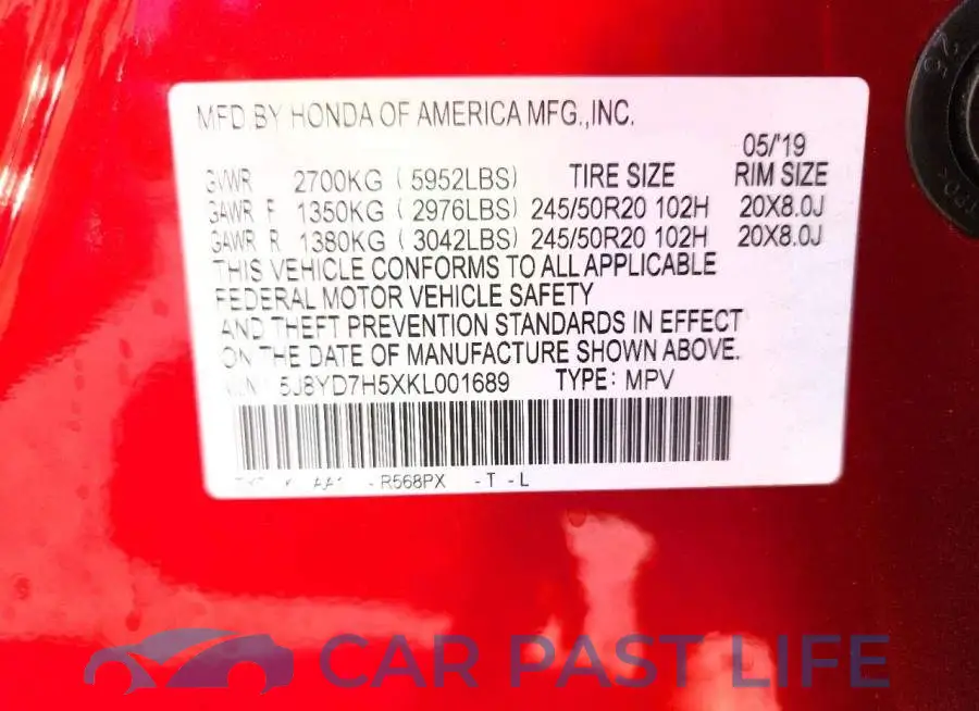 5J8YD7H5XKL001689# 13