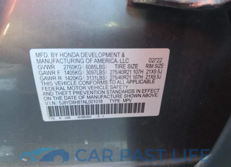 5J8YD8H81NL001018# 10