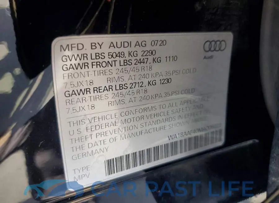 WA18AAF40MA005029# 12