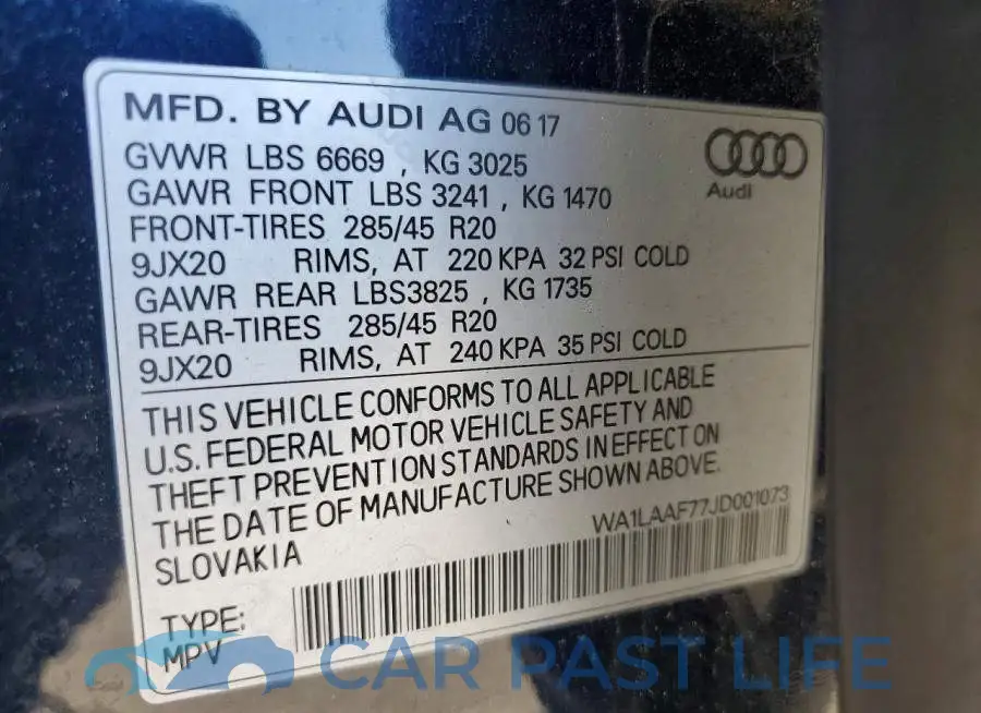 WA1LAAF77JD001073# 13