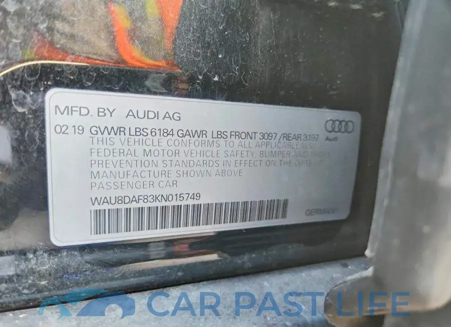 WAU8DAF83KN015749# 12