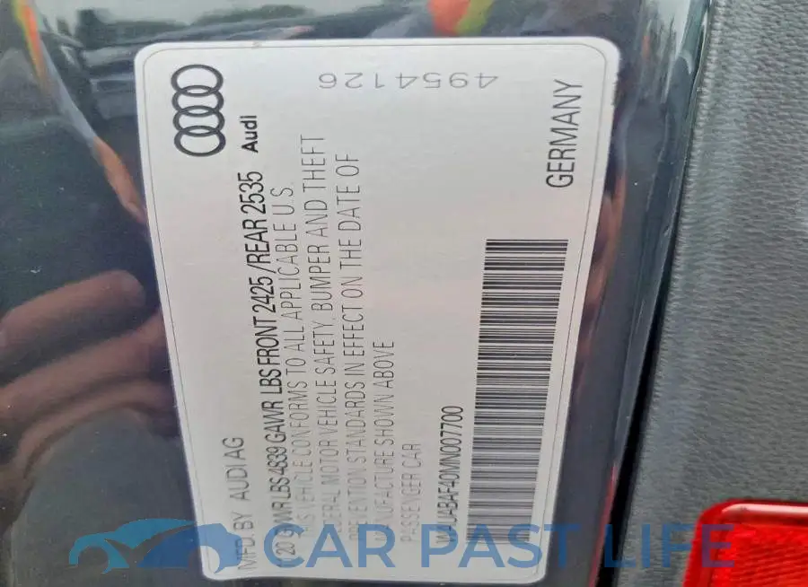 WAUABAF40MN007700# 12