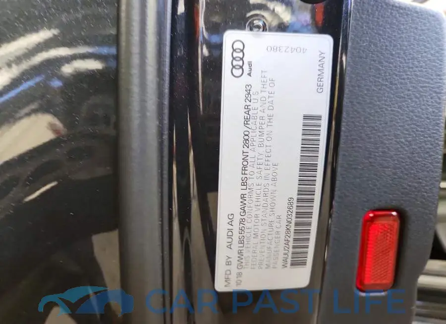 WAUU2AF28KN032689# 12