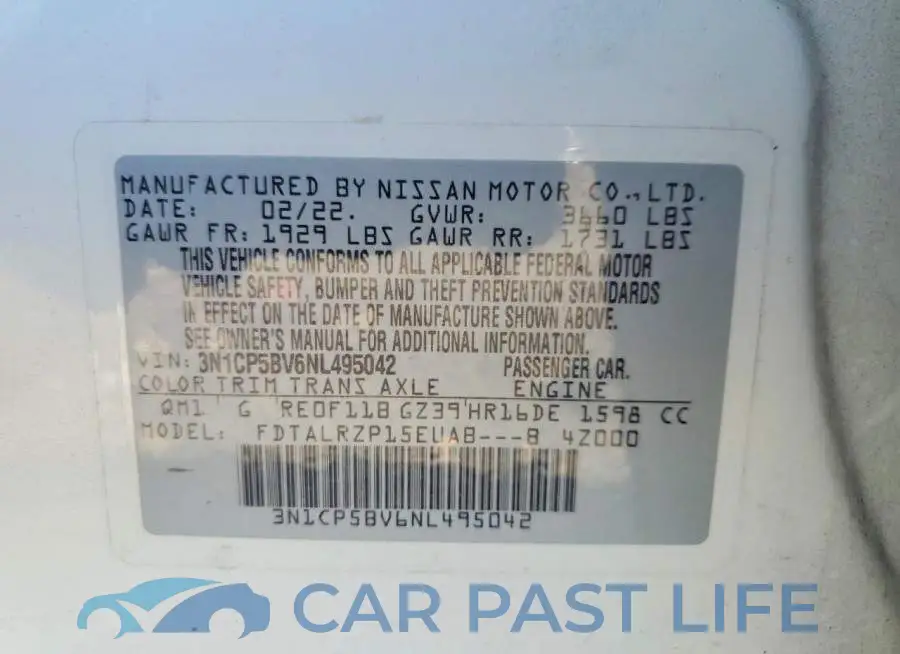 3N1CP5BV6NL495042# 13