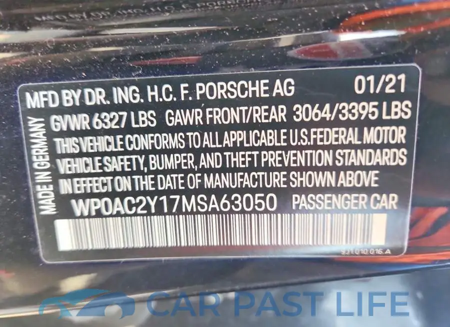 WP0AC2Y17MSA63050# 12