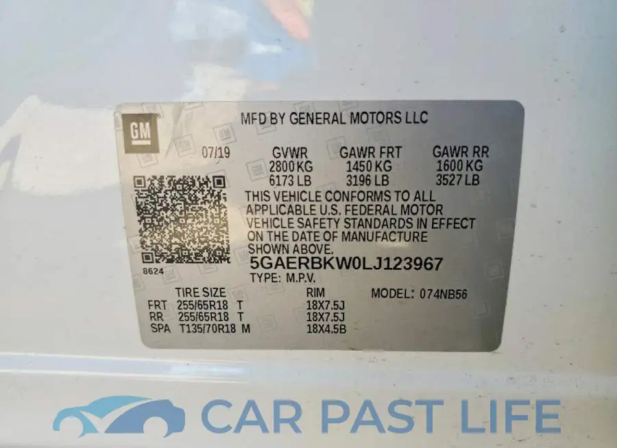 5GAERBKW0LJ123967# 13