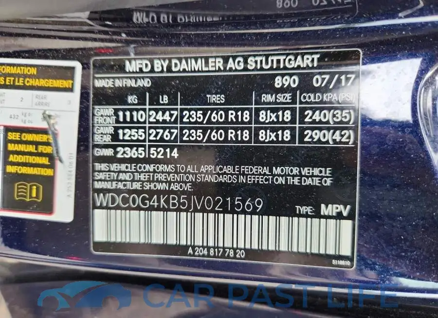 WDC0G4KB5JV021569# 13