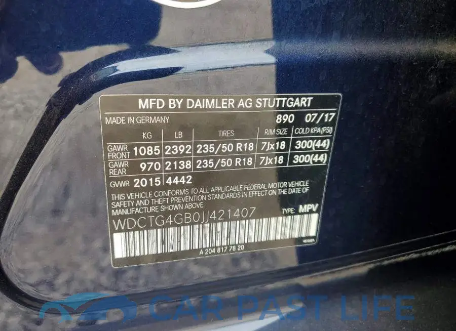 WDCTG4GB0JJ421407# 13
