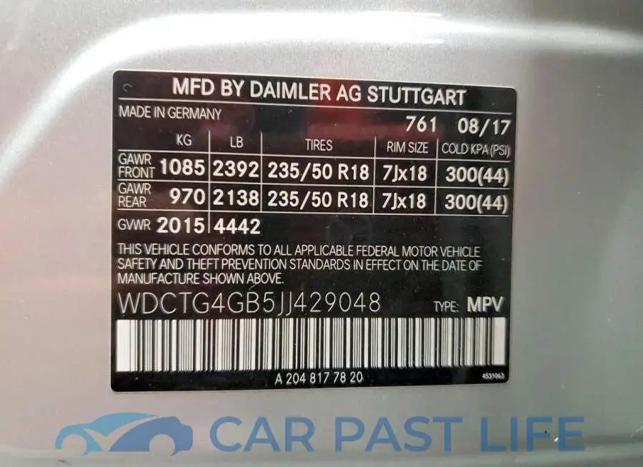 WDCTG4GB5JJ429048# 13