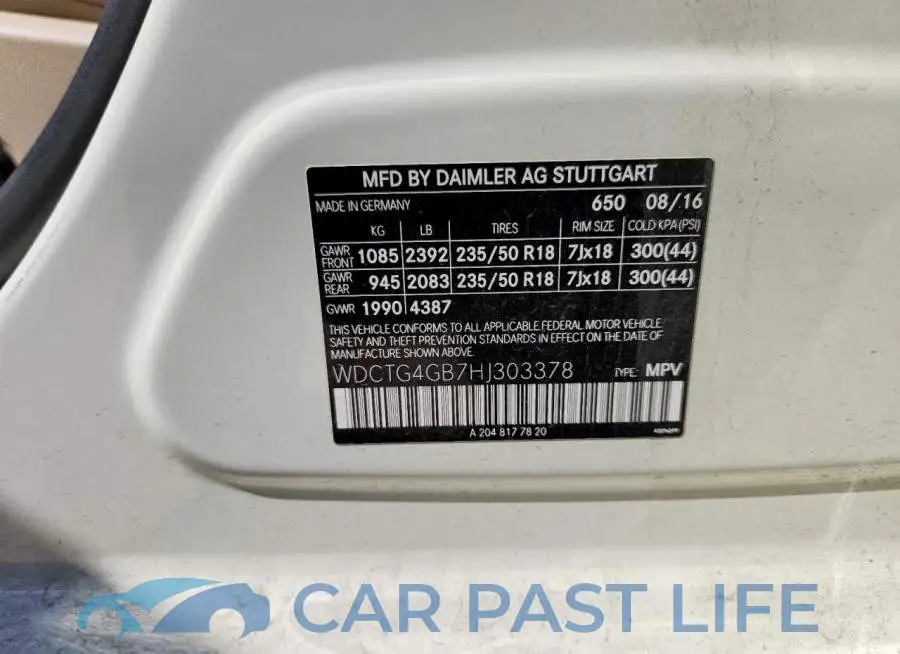 WDCTG4GB7HJ303378# 12