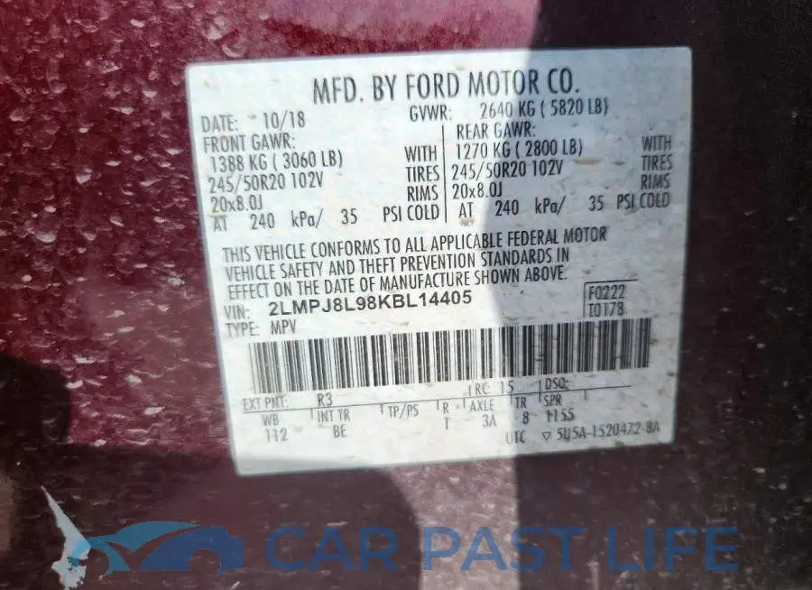 2LMPJ8L98KBL14405# 13