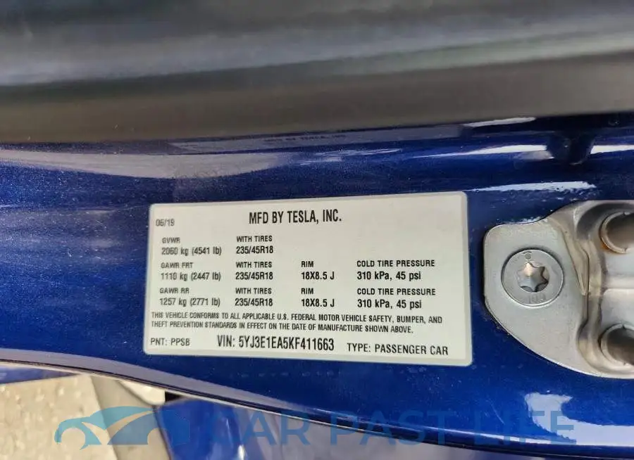 5YJ3E1EA5KF411663# 12