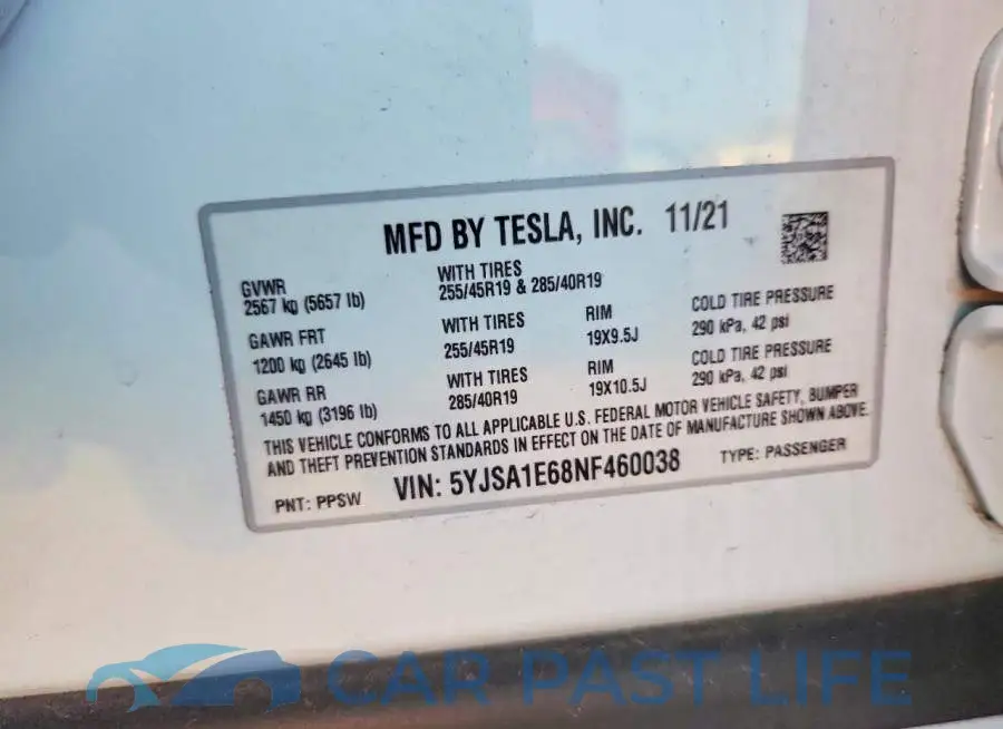 5YJSA1E68NF460038# 12