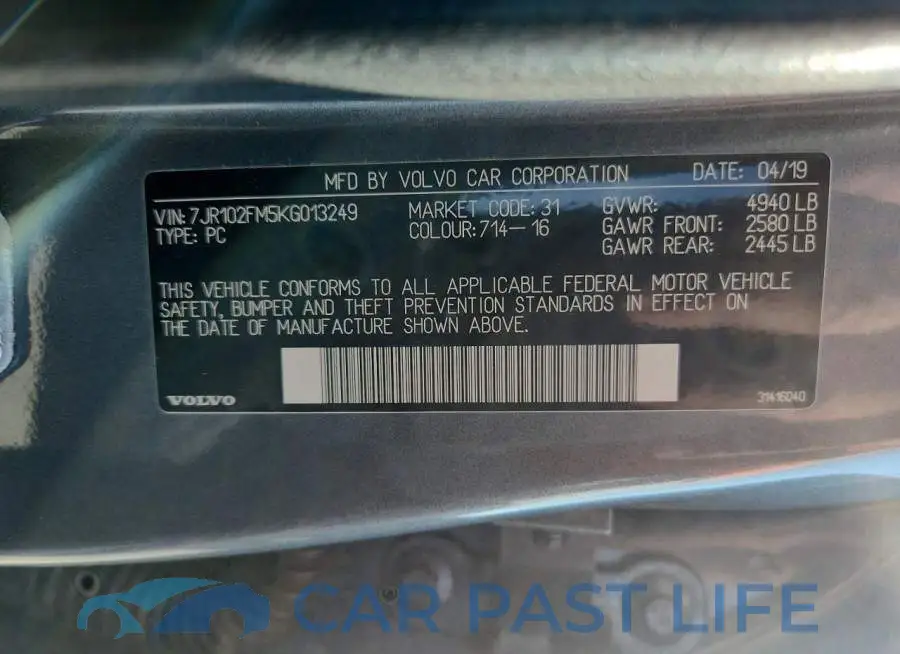 7JR102FM5KG013249# 12
