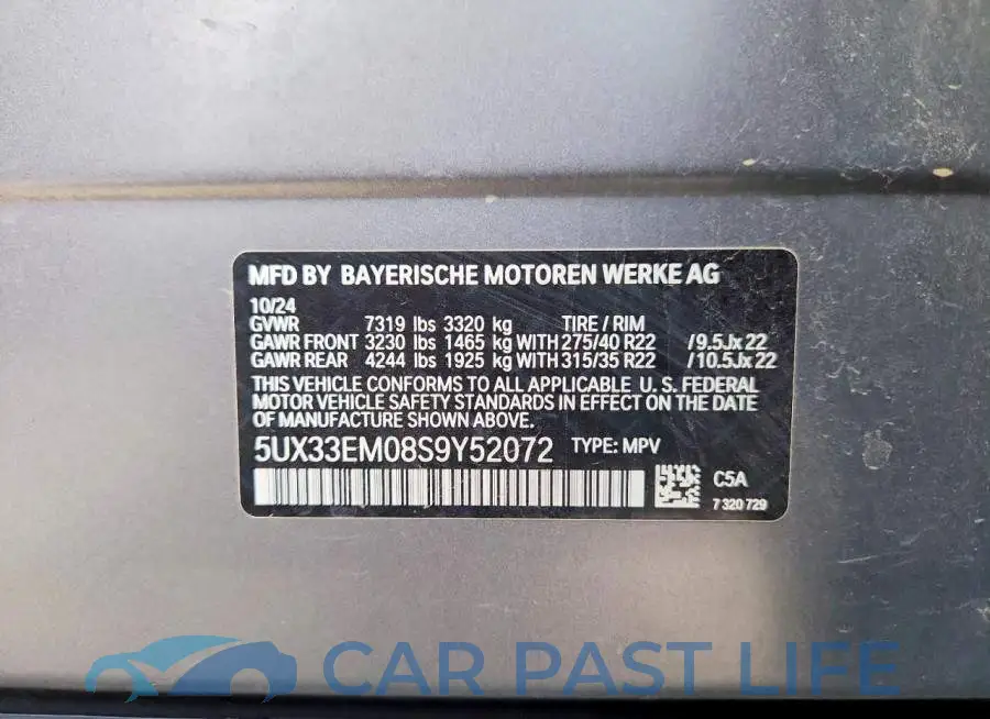 5UX33EM08S9Y52072# 13