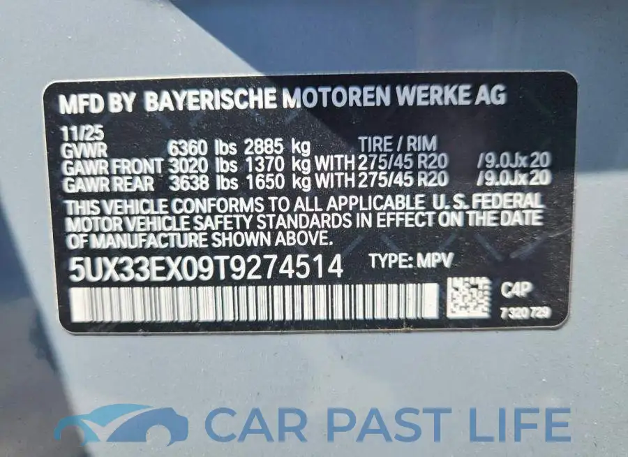 5UX33EX09T9274514# 13