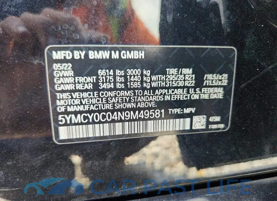 5YMCY0C04N9M49581# 13