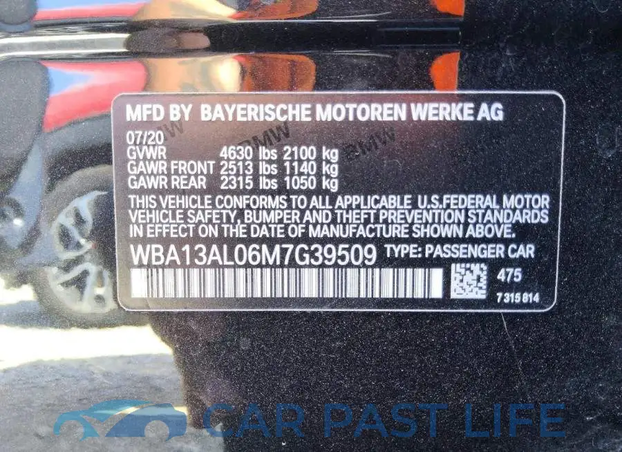 WBA13AL06M7G39509# 12