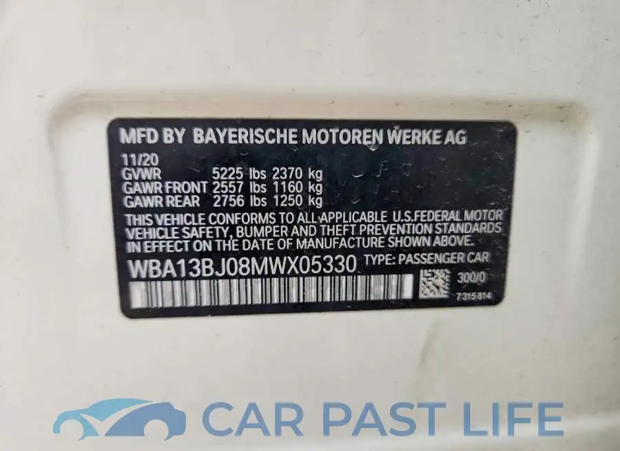 WBA13BJ08MWX05330# 12