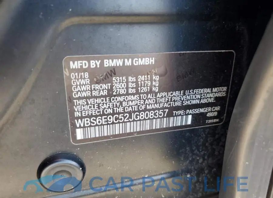 WBS6E9C52JG808357# 12