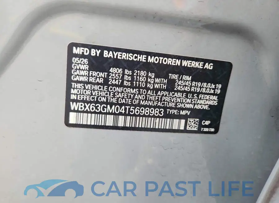 WBX63GM04T5698983# 12