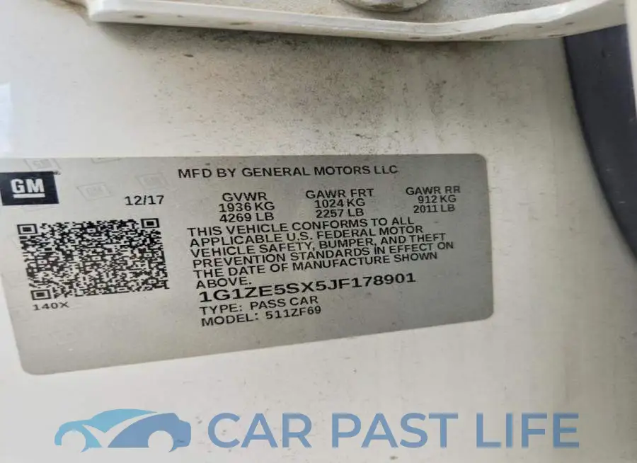 1G1ZE5SX5JF178901# 12