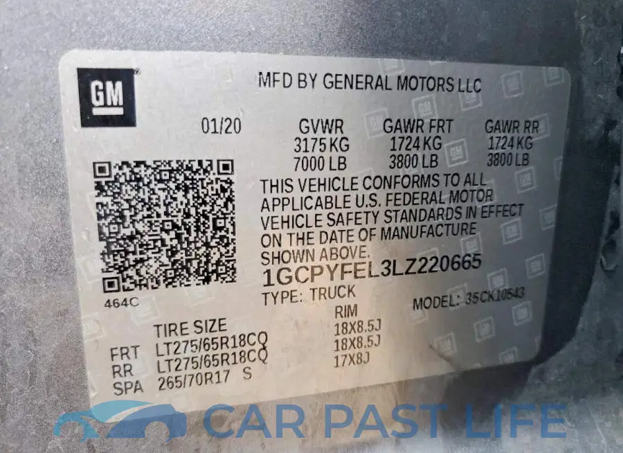 1GCPYFEL3LZ220665# 12