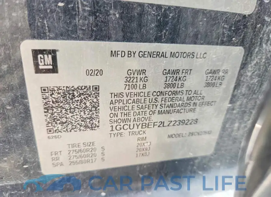 1GCUYBEF2LZ239228# 12