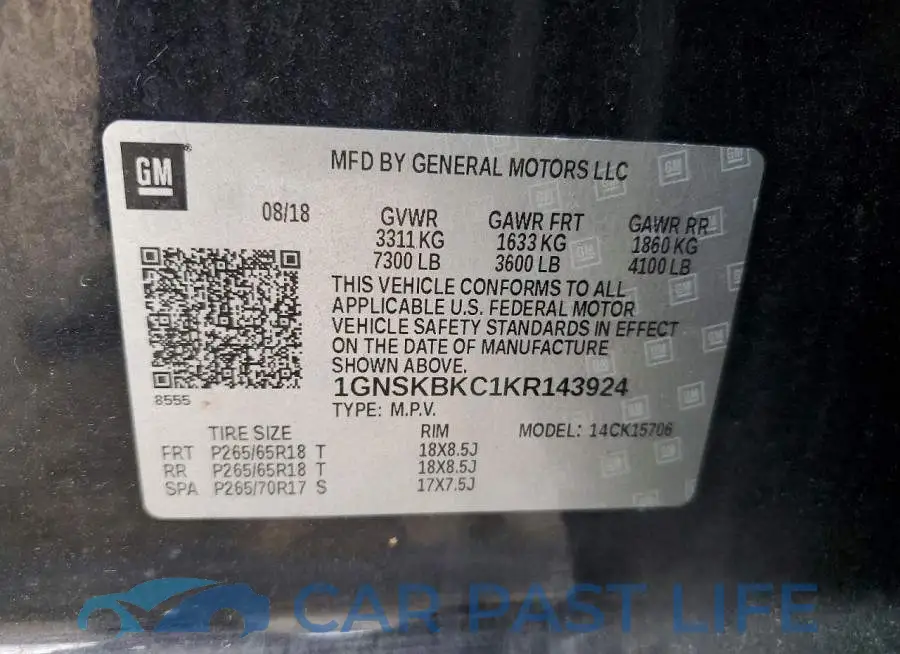 1GNSKBKC1KR143924# 13