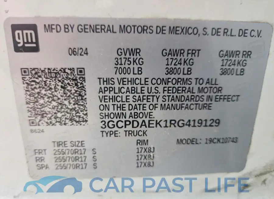 3GCPDAEK1RG419129# 12