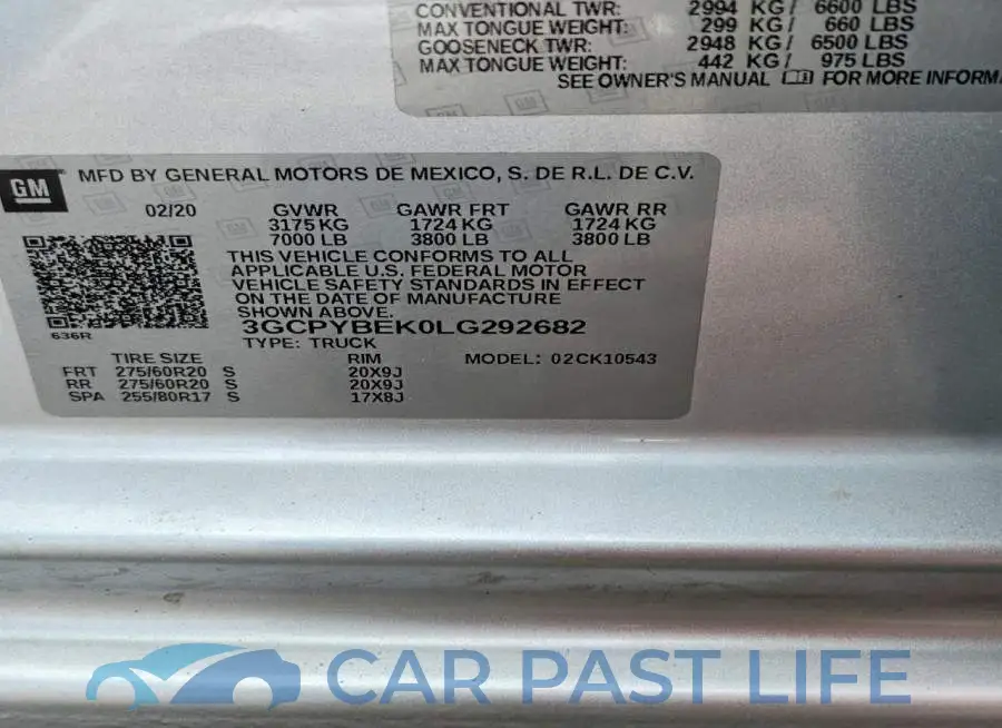 3GCPYBEK0LG292682# 12