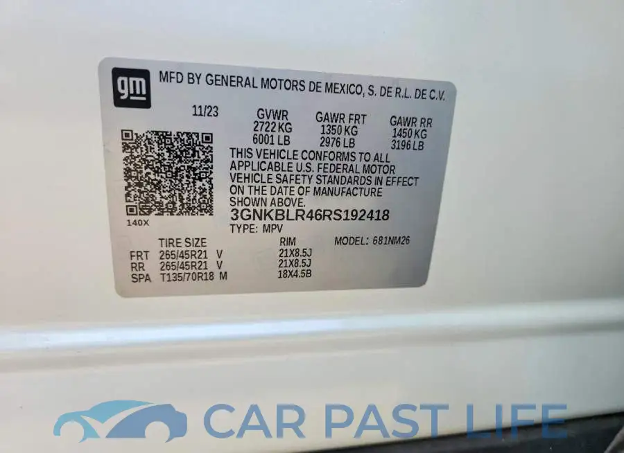 3GNKBLR46RS192418# 13