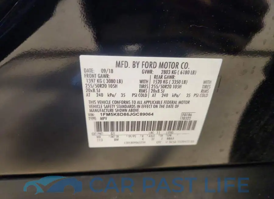 1FM5K8D86JGC89064# 12