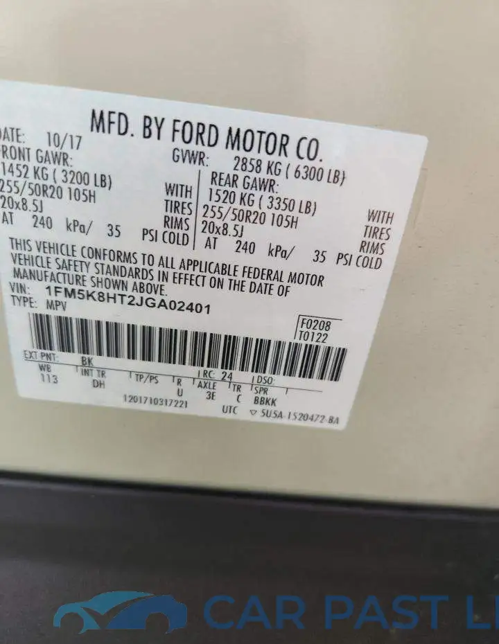1FM5K8HT2JGA02401# 13