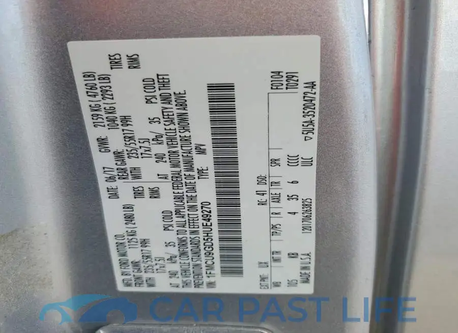 1FMCU9GD5HUE49270# 12