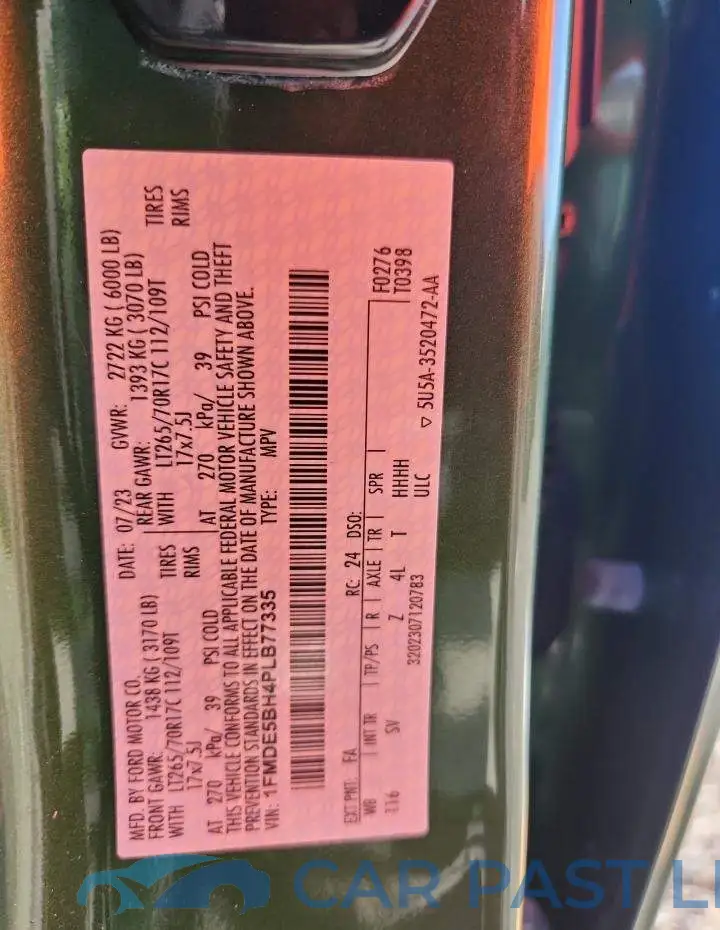1FMDE5BH4PLB77335# 12