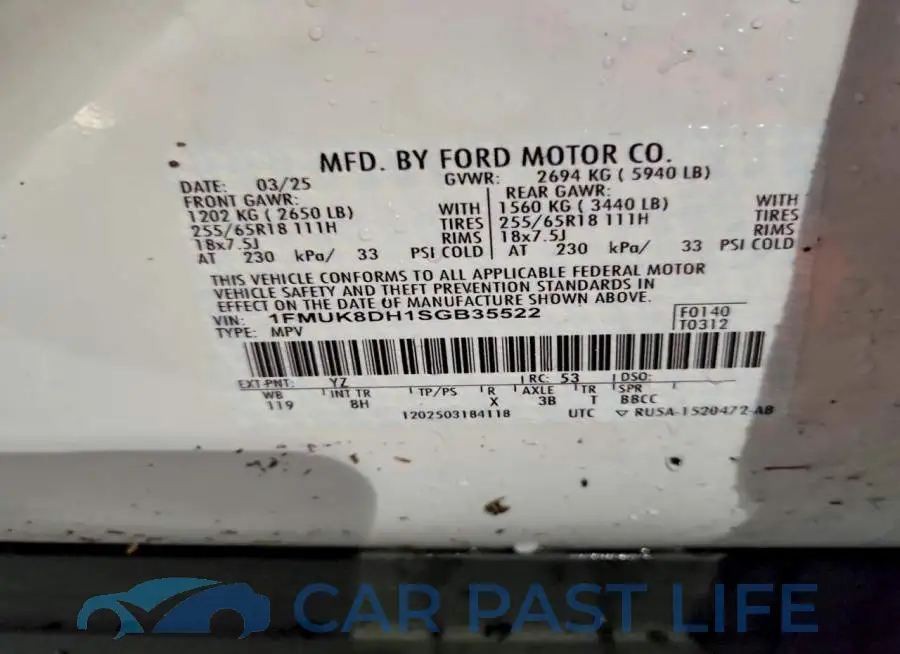 1FMUK8DH1SGB35522# 13