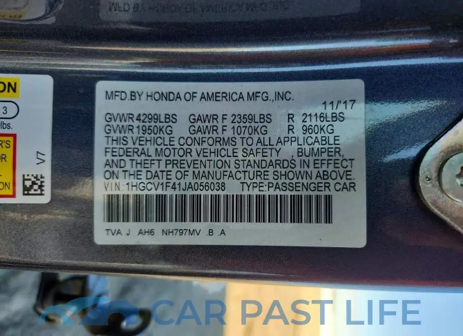 1HGCV1F41JA056038# 13