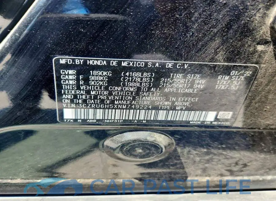 3CZRU6H5XNM749224# 13